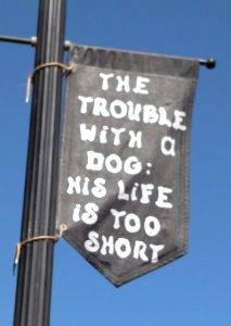 a banner hanging in the town my mom used to live in
